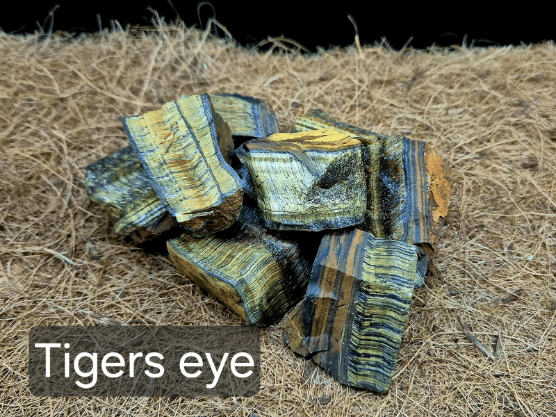 Raw Tiger’s Eye crystals for terrariums and invertebrate enclosures